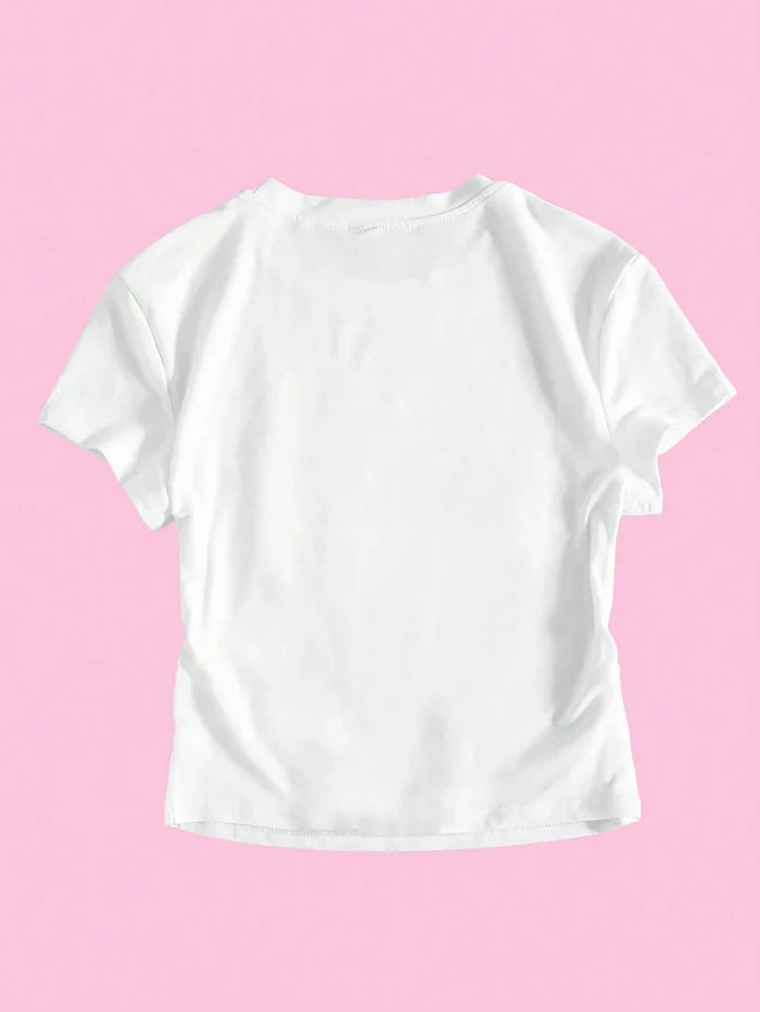 SXV Women's Summer Round Neck Short Sleeve Casual T-Shirt With Slogan Print Graphic Tees Women Tops