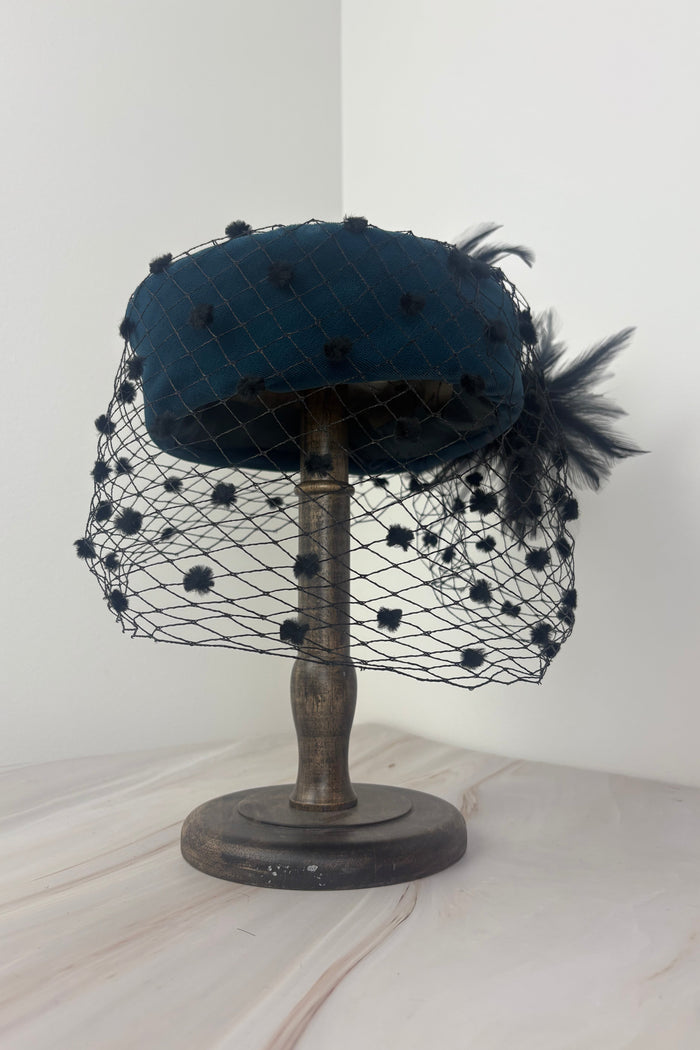Teal Netted Fur Fascinator