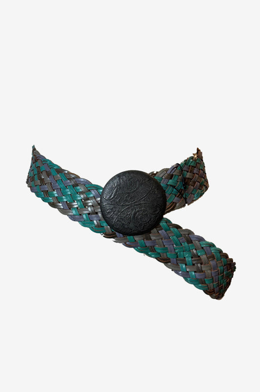 Teal Weaved Buckle Belt image 0