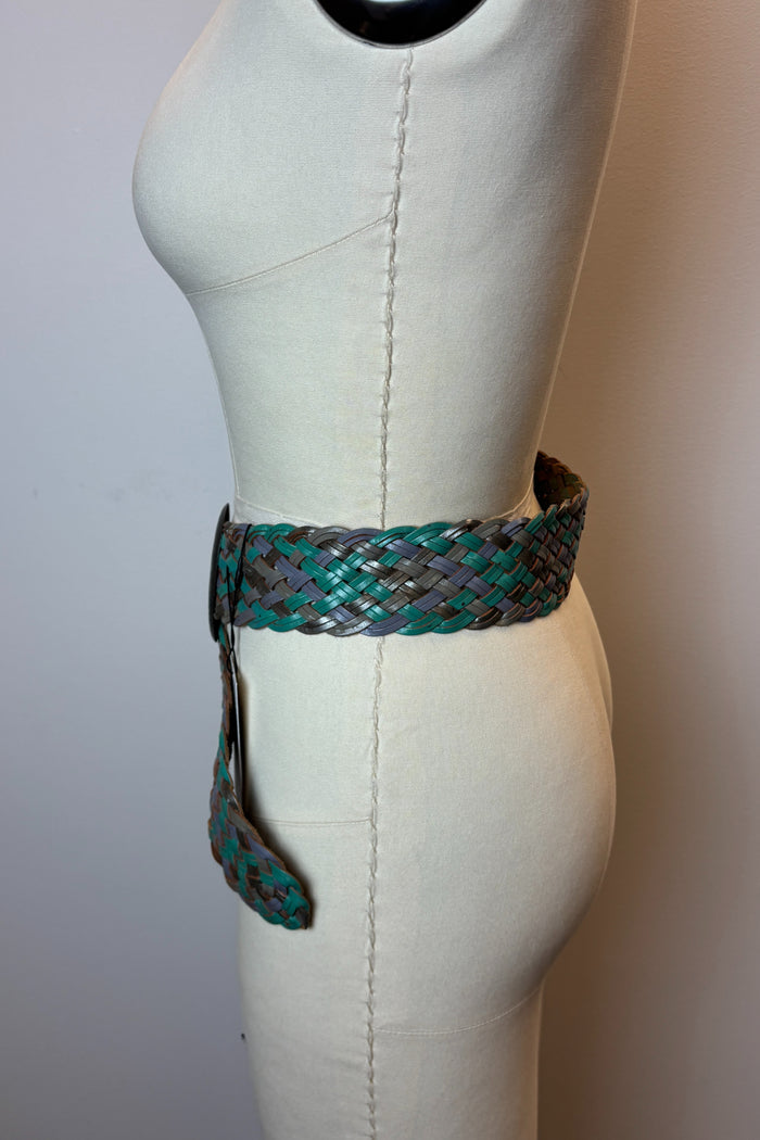 Teal Weaved Buckle Belt image 1