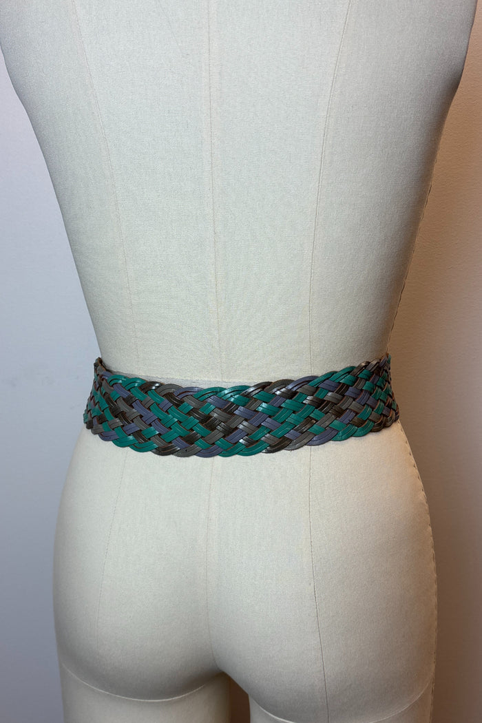 Teal Weaved Buckle Belt image 2