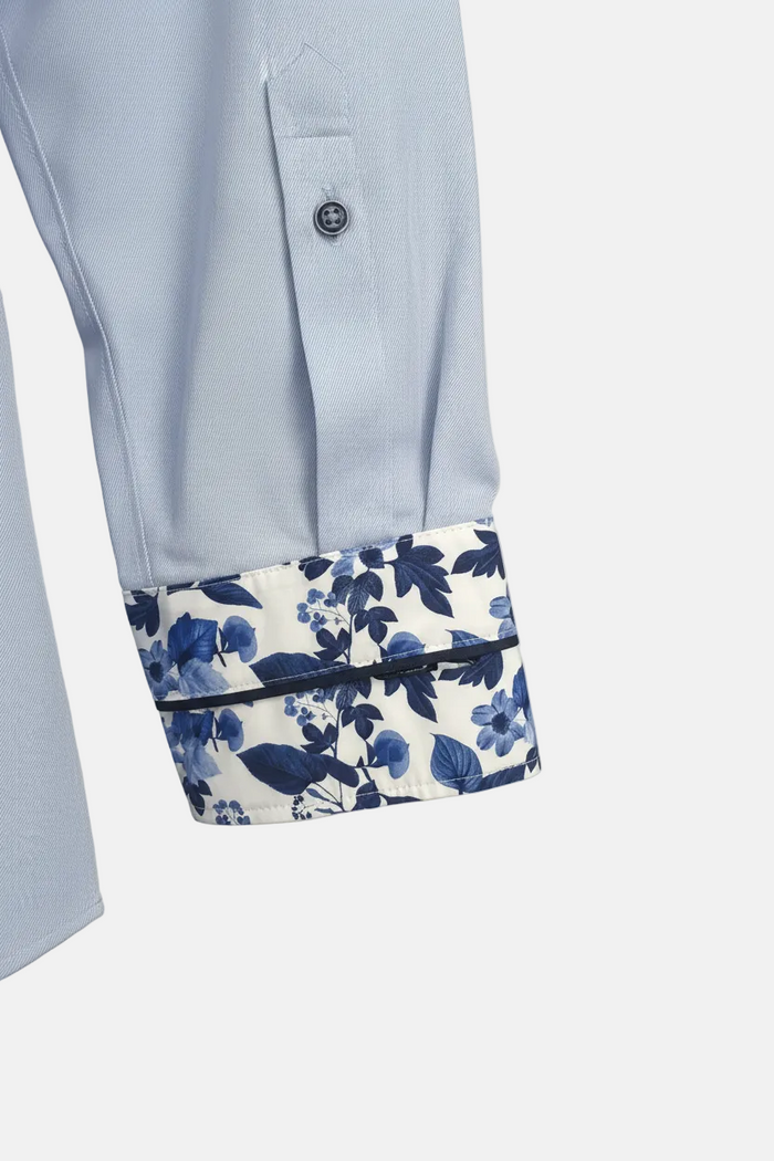 Terlox Light Blue Shirt - Floral Cuff Lining Detail