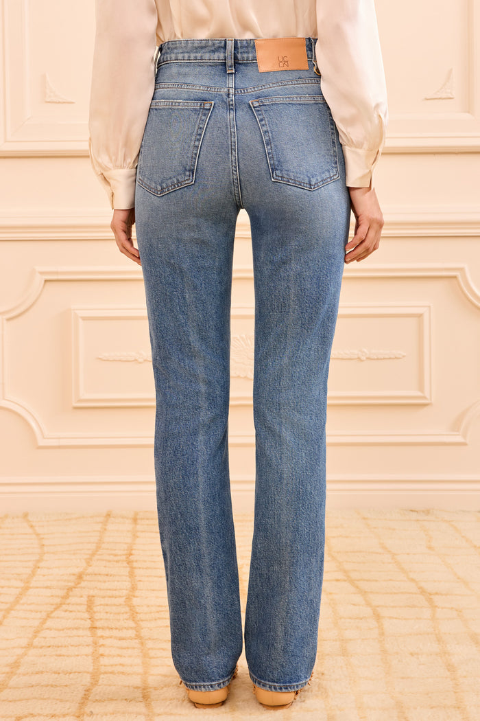 Agnes Jean in Danube Blue - Back View On Model, Premium Designer Denim | Ulla Johnson