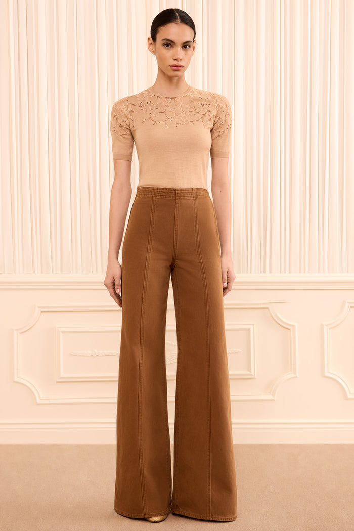 The Bianca Wide Leg Seamed Jean - Umber