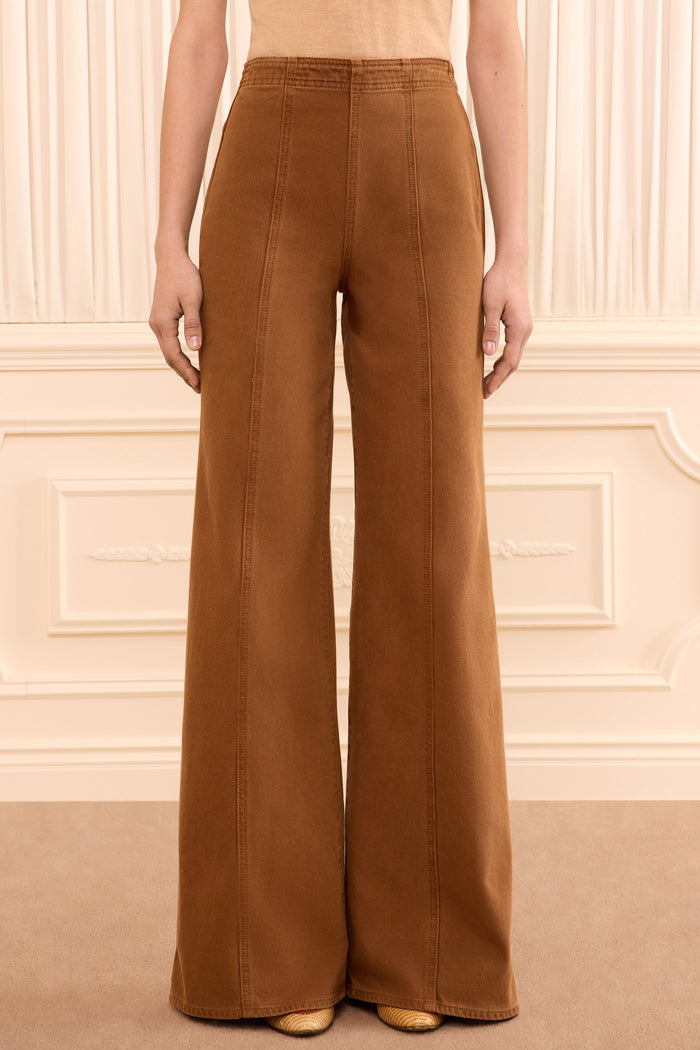 The Bianca Wide Leg Seamed Jean - Umber