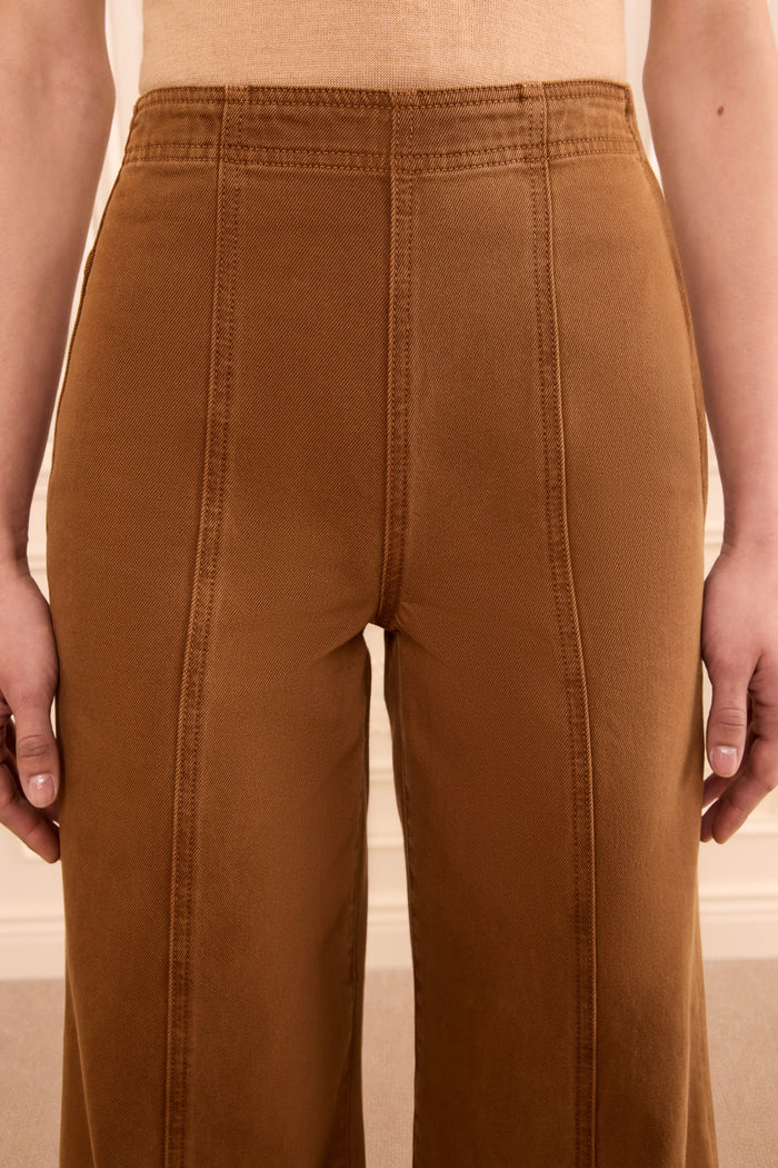 The Bianca Wide Leg Seamed Jean - Umber