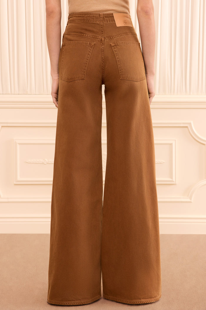 The Bianca Wide Leg Seamed Jean - Umber