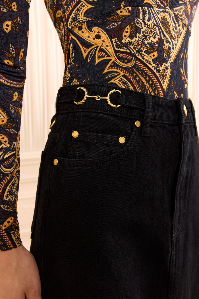 The Madelyn Denim Skirt - Noir