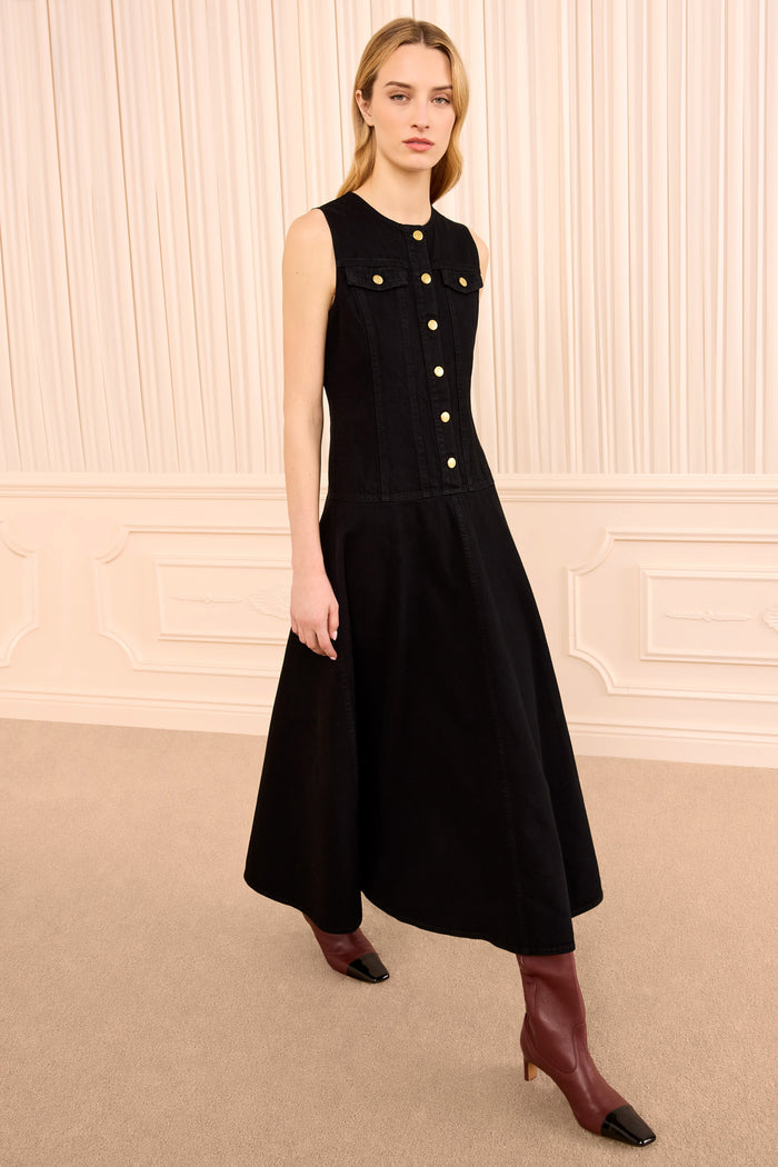 The Odella Denim Dress - Noir