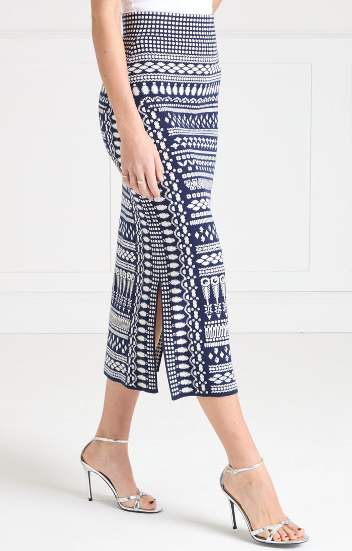 Tlalli Knit Skirt - Navy Silver