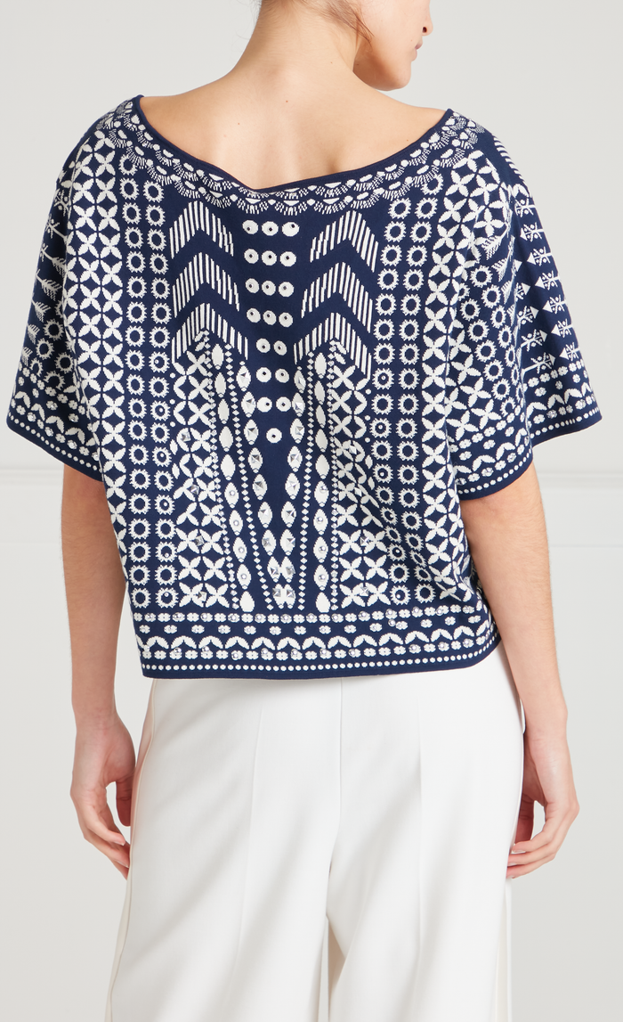 Tlalli Knit Top - Navy Silver