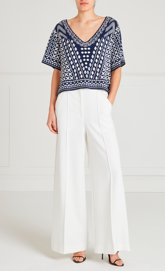 Tlalli Knit Top - Navy Silver