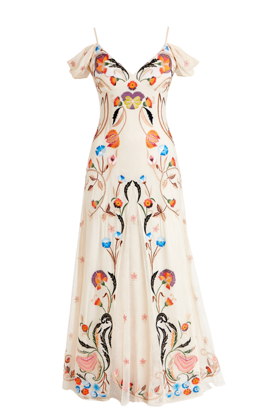 Toledo Strappy Gown - Almond Mix