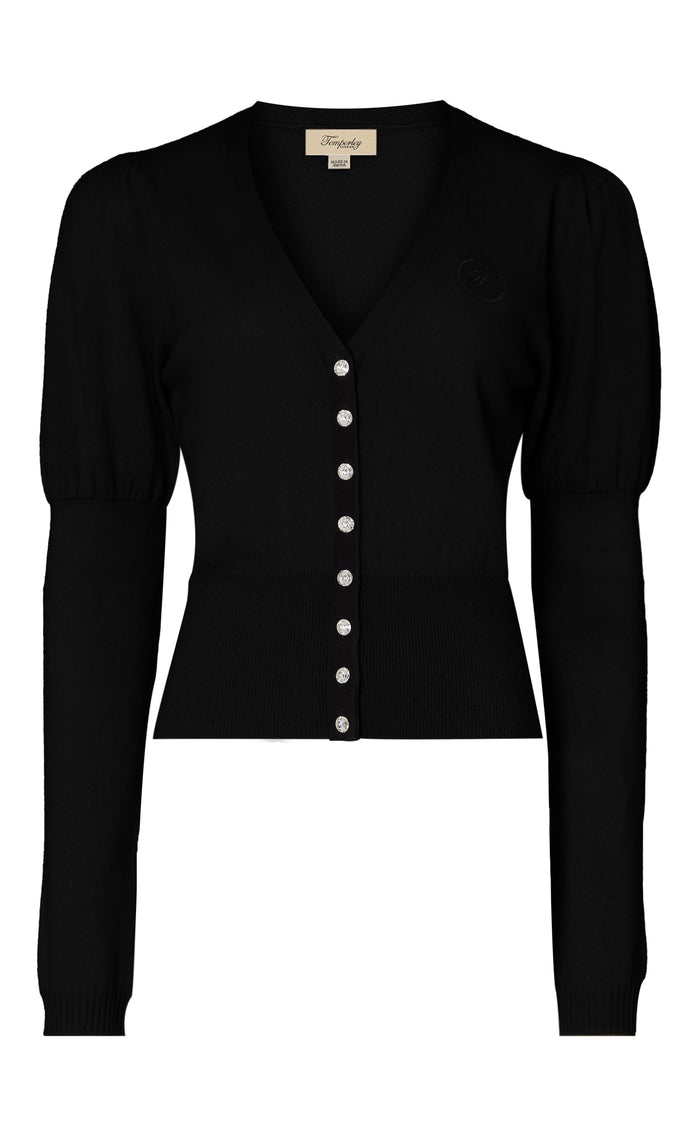 Tonal T-Logo Cardigan - Black