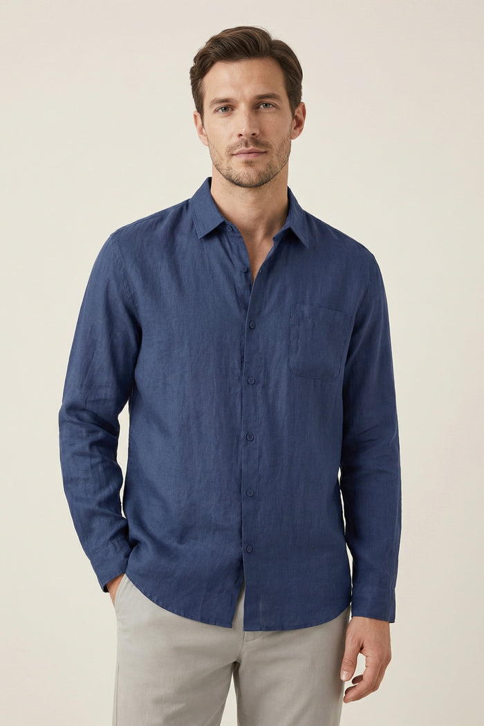 Torino Linen Shirt Blue