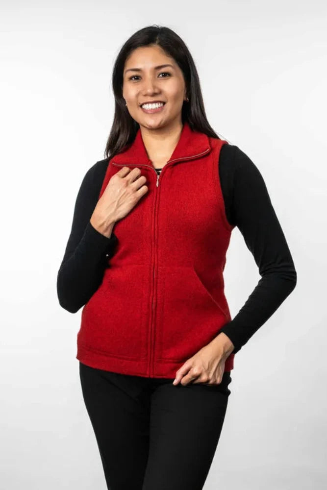 Possum and Merino  TR1014 Zip Vest - This zip vest features knitted in pockets and is shaped for a flattering fit.   Made proudly in New Zealand from a premium blend of 25% possum fur, 65% merino & 10% silk.