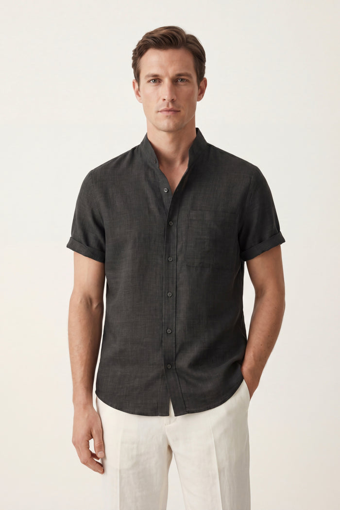 Treviso Linen Short Sleeve Black