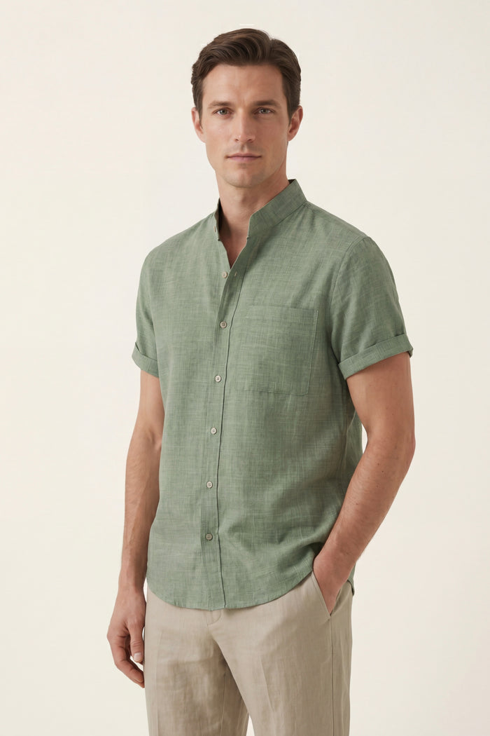 Treviso Linen Short Sleeve Green