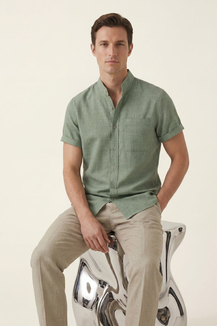Treviso Linen Short Sleeve Green