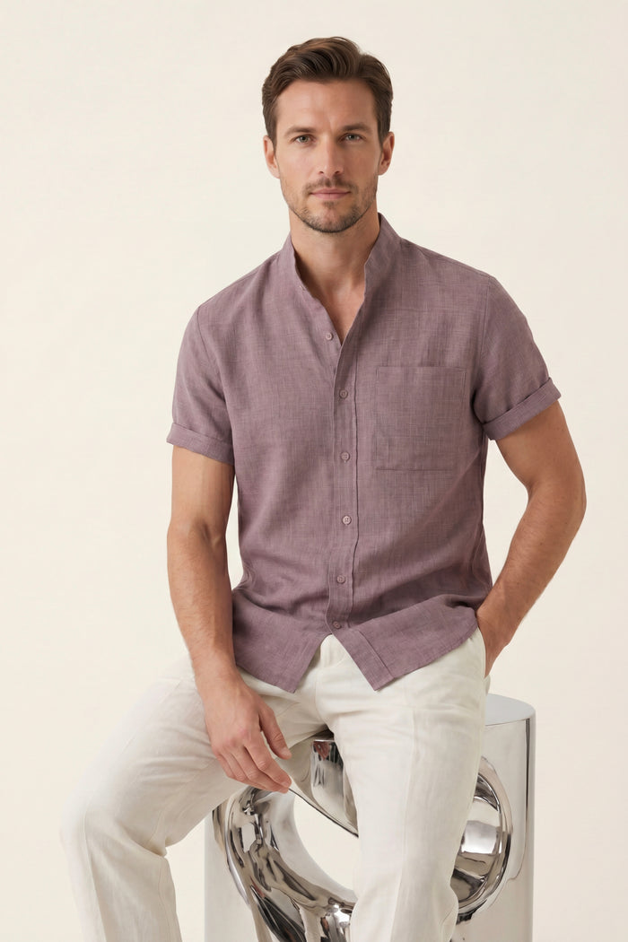 Treviso Linen Short Sleeve Purple