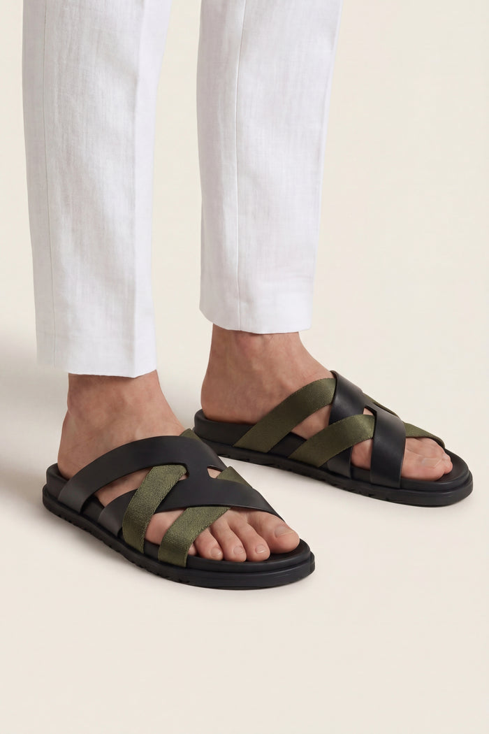 Tuscana Sandal Black/Olive Green