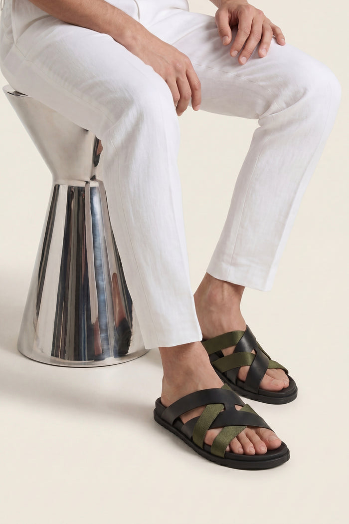 Tuscana Sandal Black/Olive Green