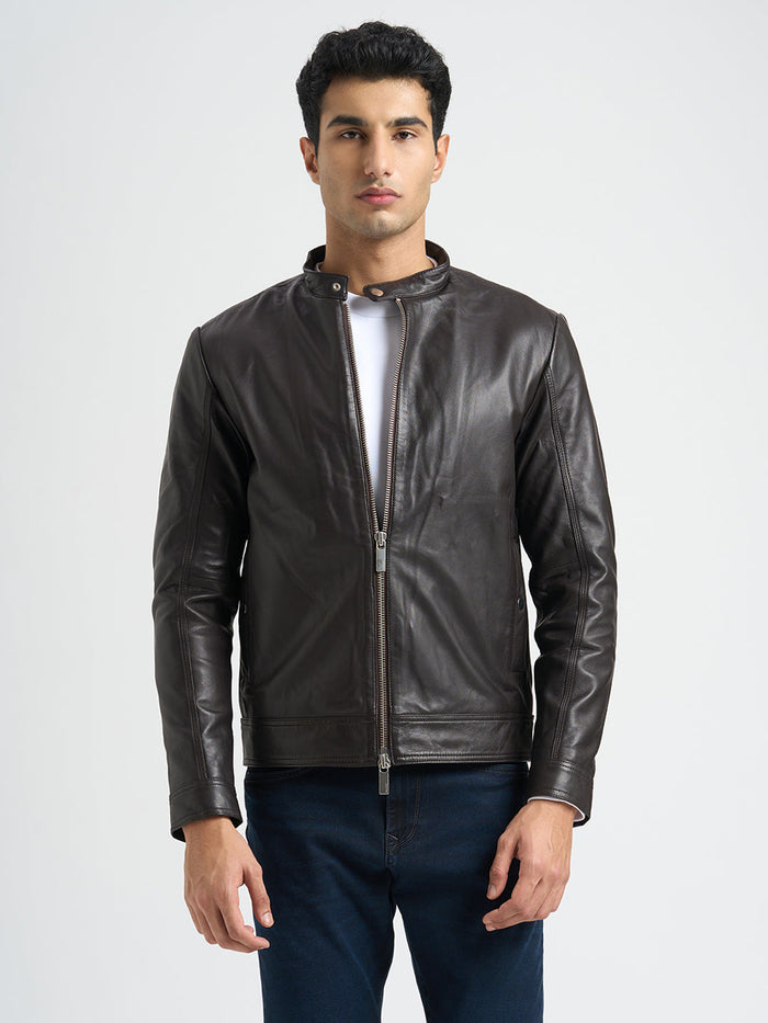 Two-Way Zip Leather Jacket