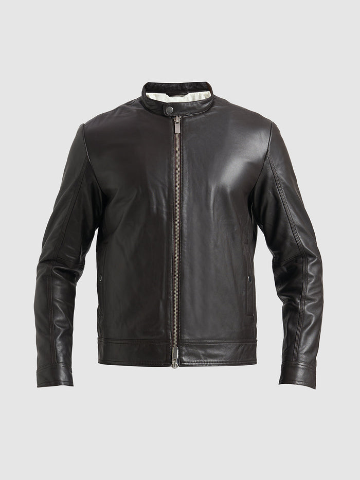 Two-Way Zip Leather Jacket