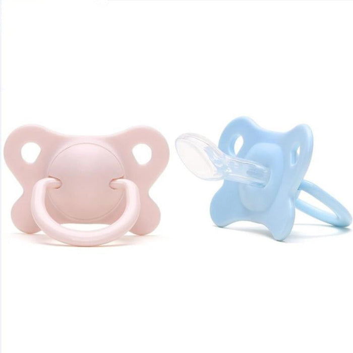 Ultra Soft Silicone Pacifier for Newborns in pink and blue colors, perfect for soothing newborns.