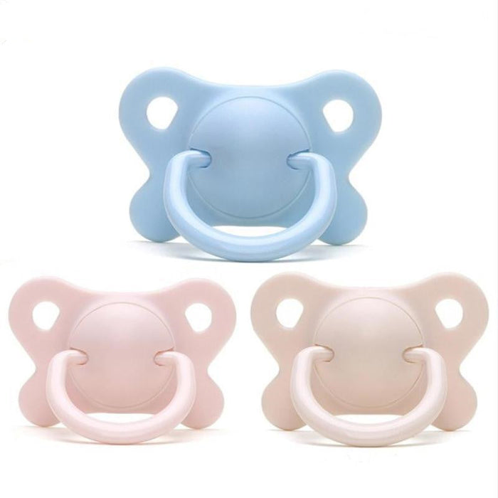 Ultra Soft Silicone Pacifier for Newborns in pastel blue and pink colors.