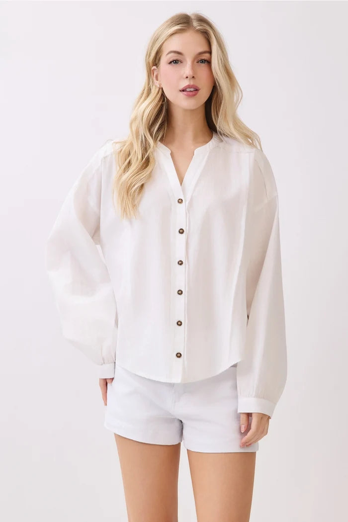 V-Neck Law Edge Detailed Shirt
