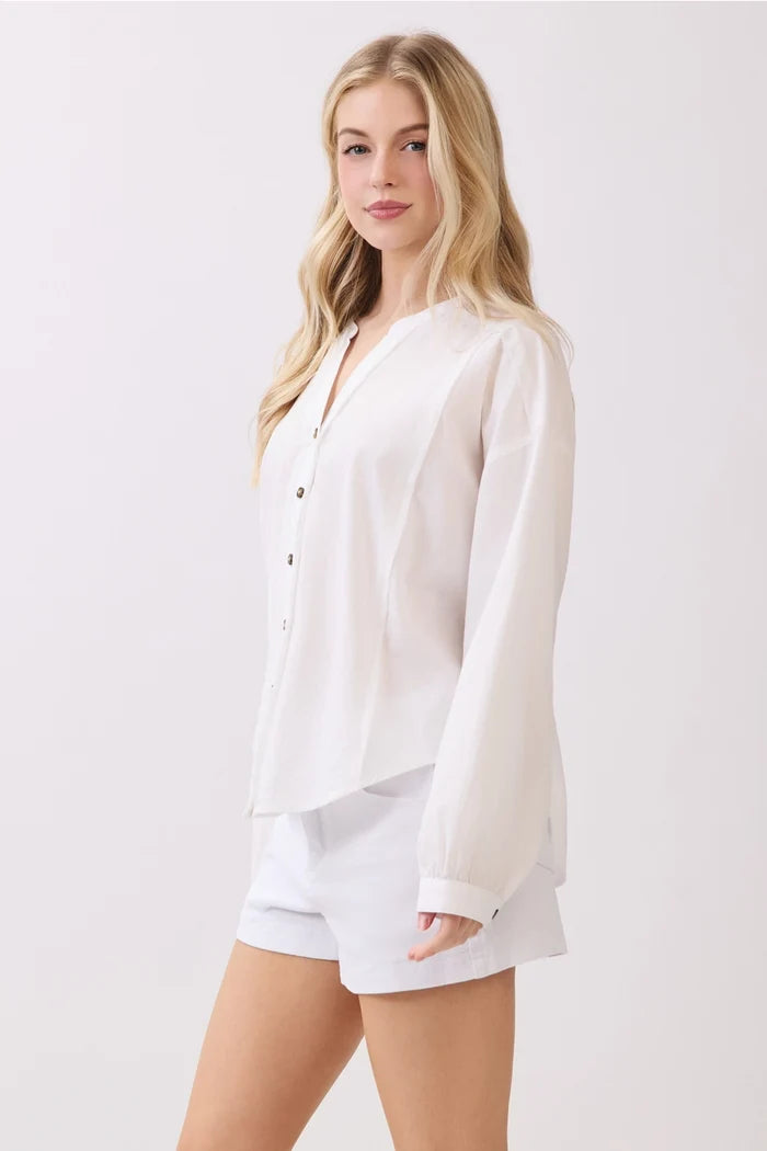 V-Neck Law Edge Detailed Shirt