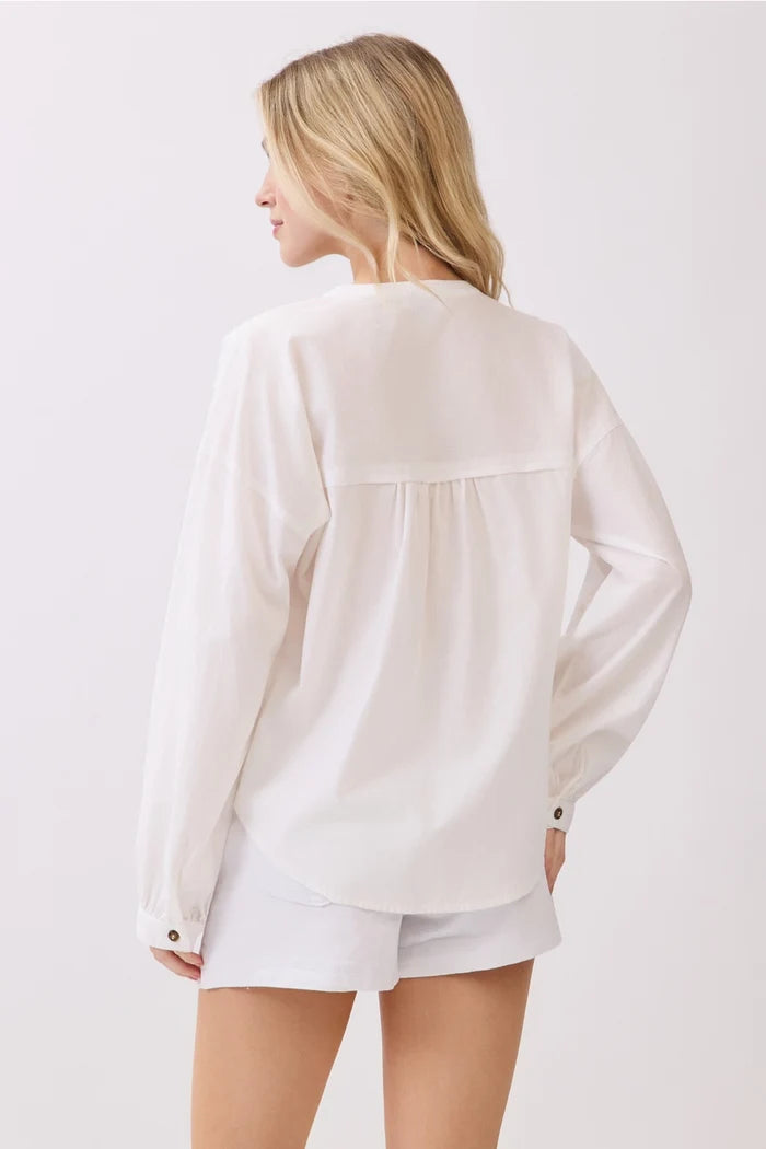 V-Neck Law Edge Detailed Shirt