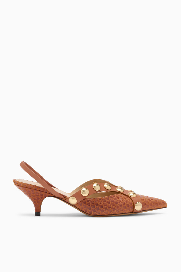 Vendome Studded Kitten Heel - Nutmeg