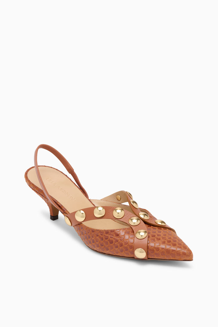Vendome Studded Kitten Heel - Nutmeg