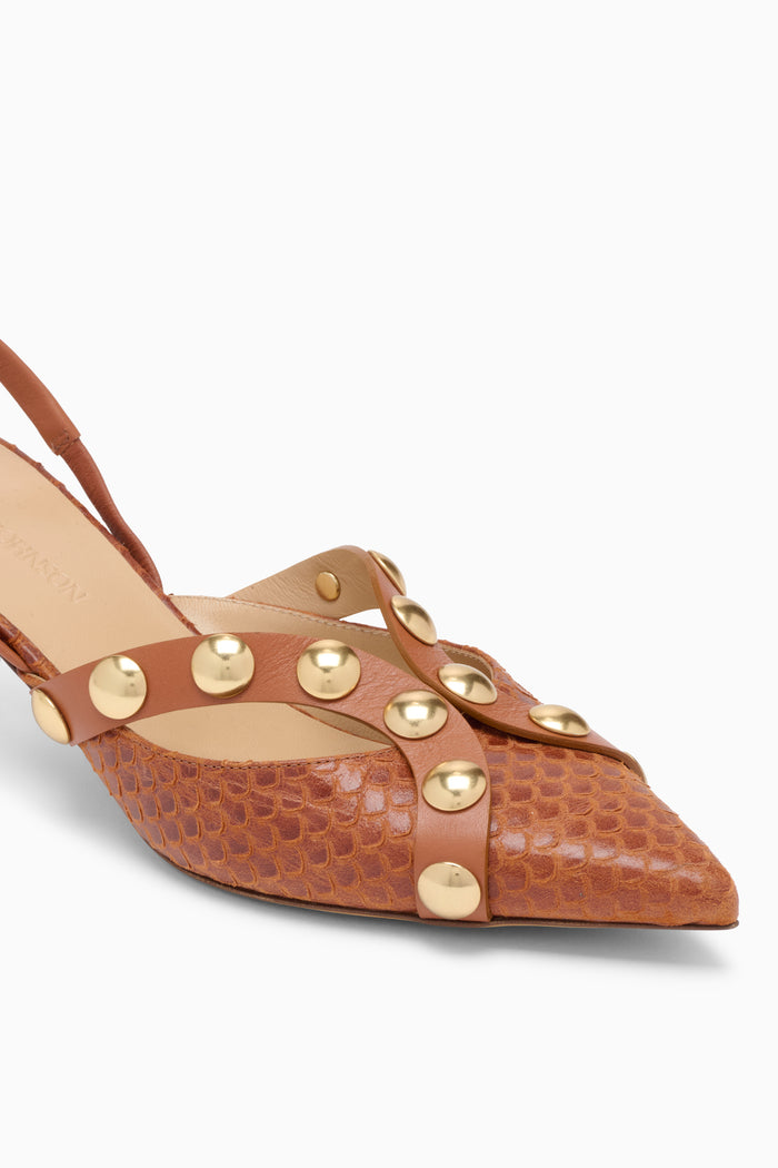Vendome Studded Kitten Heel - Nutmeg