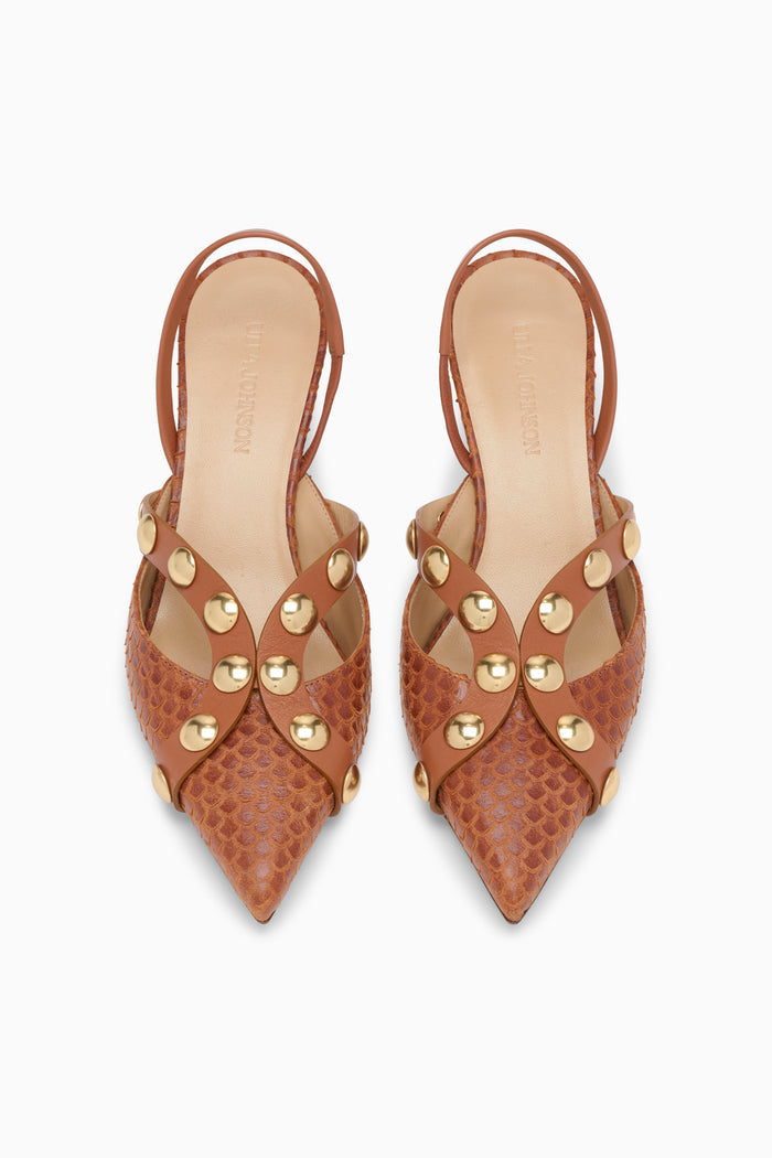 Vendome Studded Kitten Heel - Nutmeg