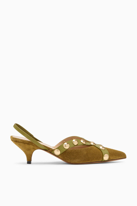 Vendome Studded Kitten Heel - Olive