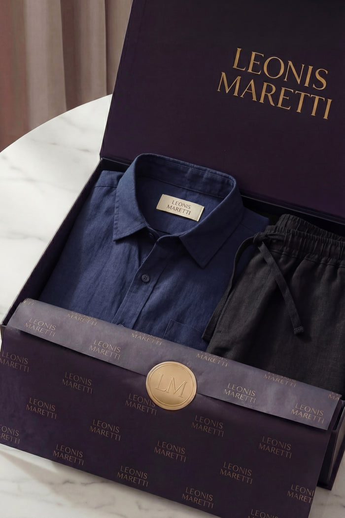 Verona Linen Shirt & Shorts Navy/Black