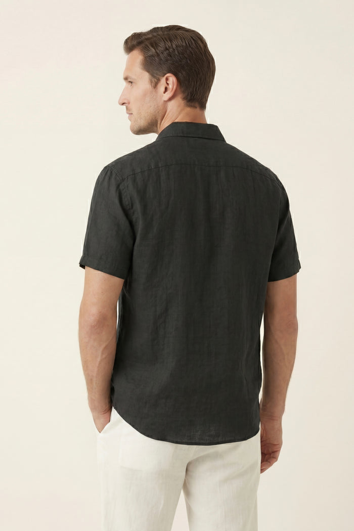 Vicenza Linen Short Sleeve Black