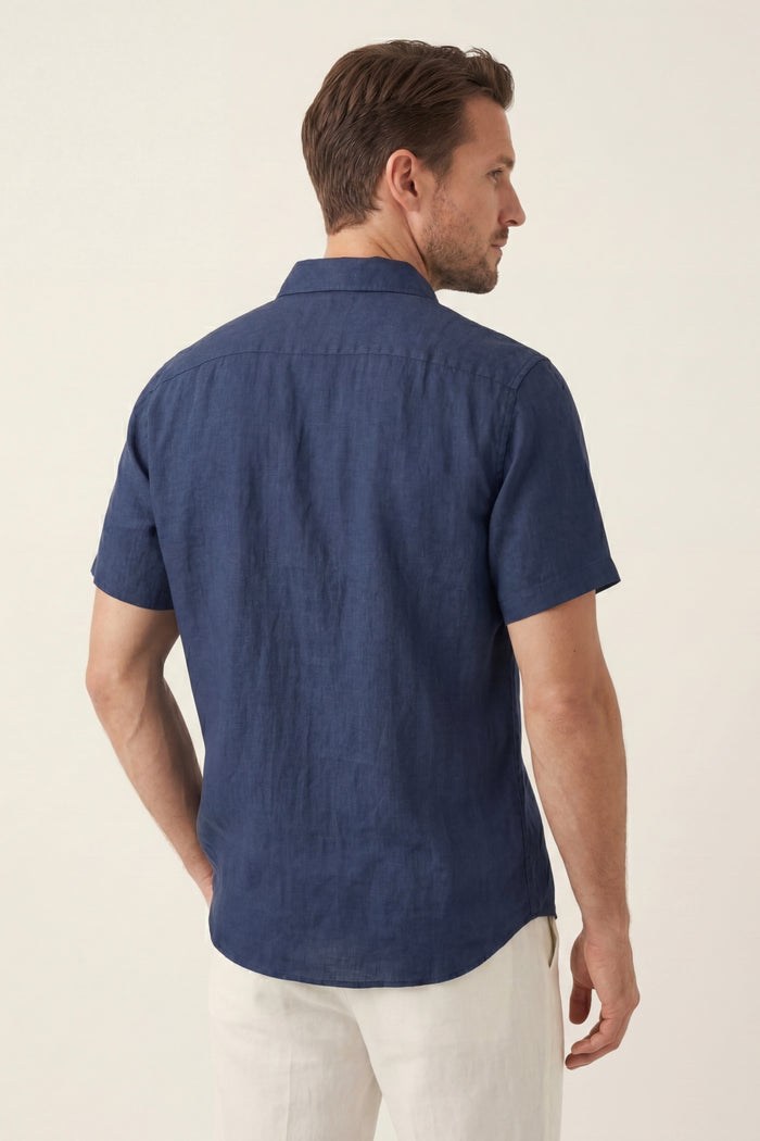 Vicenza Linen Short Sleeve Blue