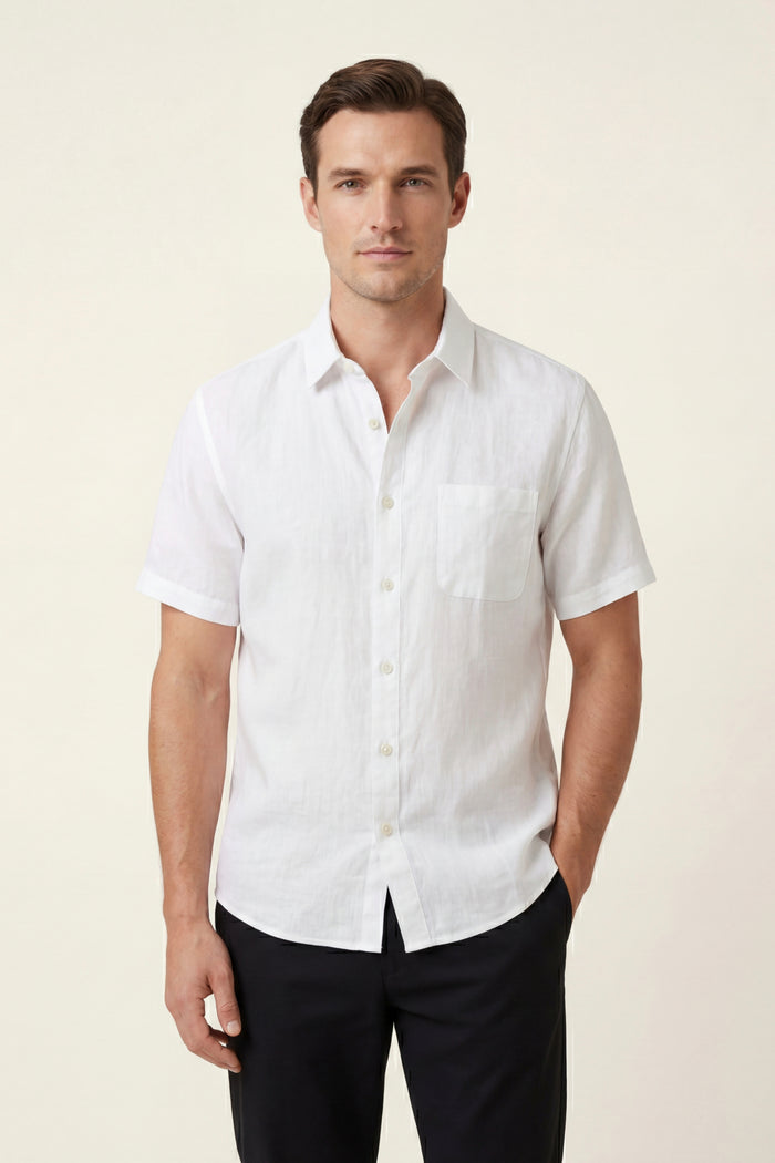 Vicenza Linen Short Sleeve White
