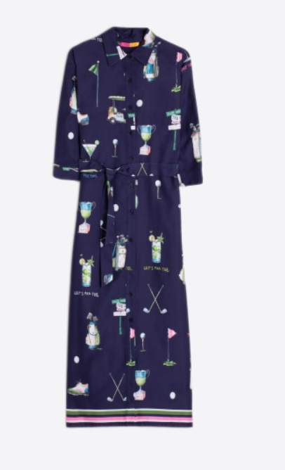 Vilagallo Golf Print Maxi Shirt Dress