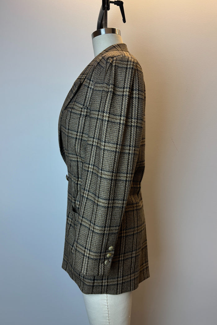 Vintage Escada 1980's Brown Check Blazer image 1