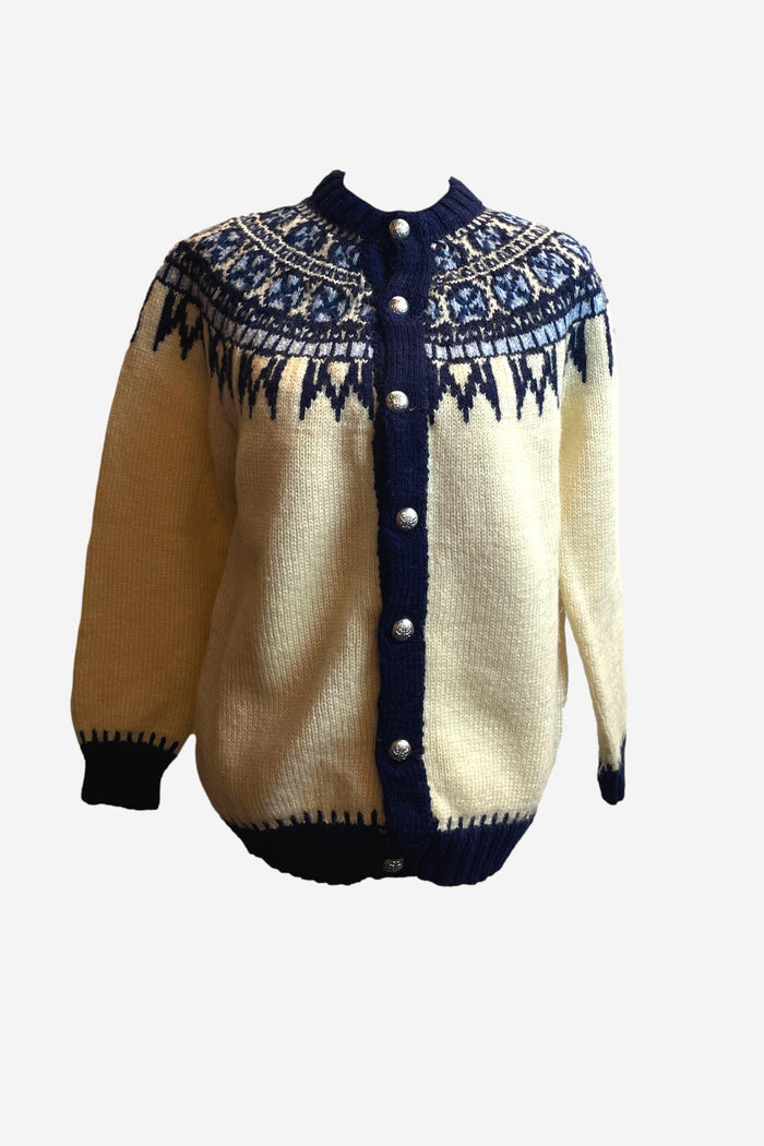 Nordic Blue and Cream Knit Cardigan image 0