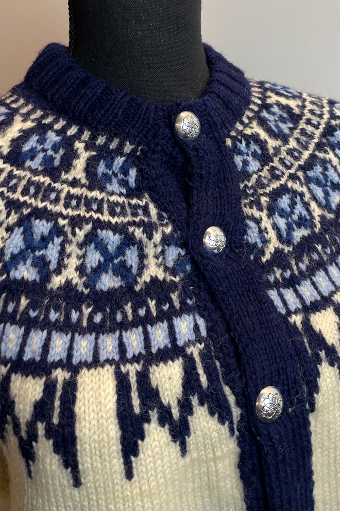Nordic Blue and Cream Knit Cardigan image 6