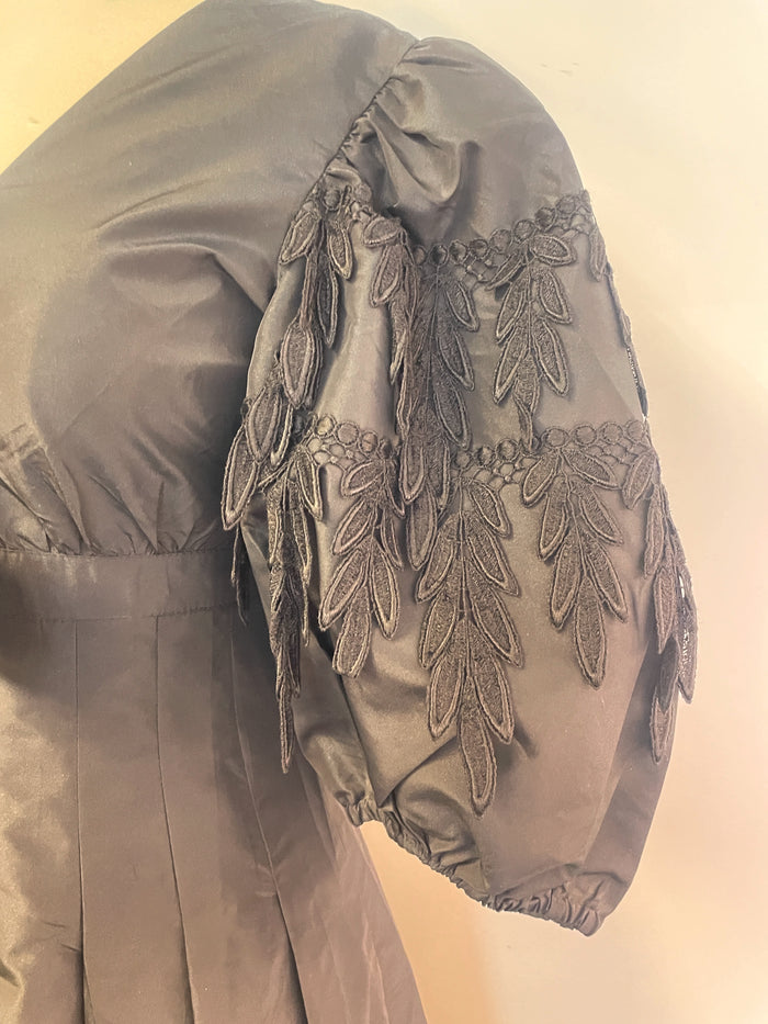 Vintage Yvette Puff Sleeve Taffeta Bow Midi Dress image 3
