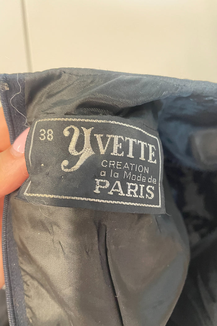 Vintage Yvette Puff Sleeve Taffeta Bow Midi Dress image 4
