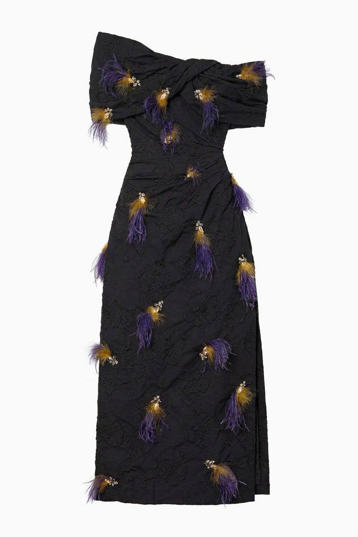 Violeta Off the Shoulder Dress with Embellishment - Noir