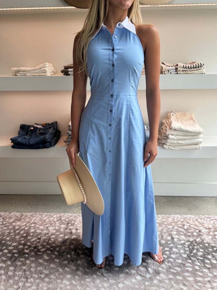 Vista Blue Maurie Halter Maxi Dress - Amor Lafayette